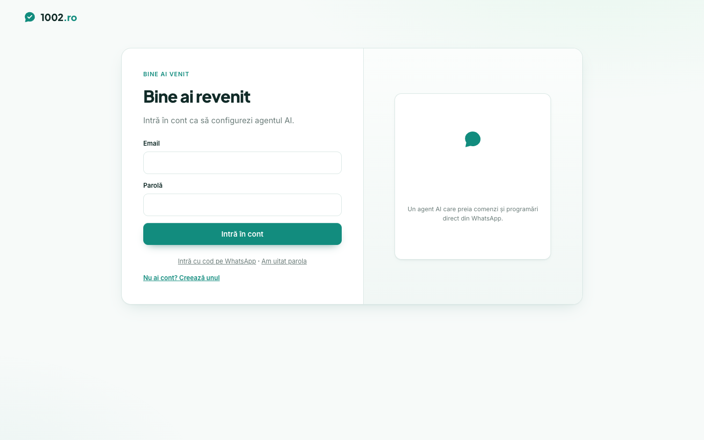 Inicio de sesión en la cuenta, con la opción de entrar directamente con un código enviado por WhatsApp, sin contraseña.