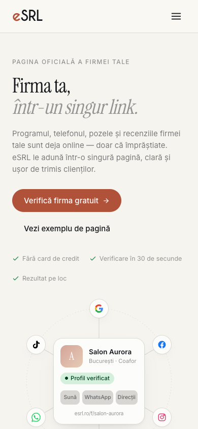 La página principal de eSRL, en la versión móvil.